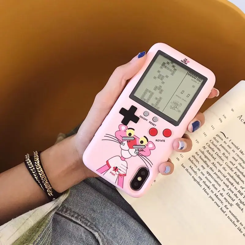 

Pink Panther GB Gameboy Tetris Phone Cases For Iphone 7/8/7P/8P Soft PC Silicone Phone Case Game Console Cover