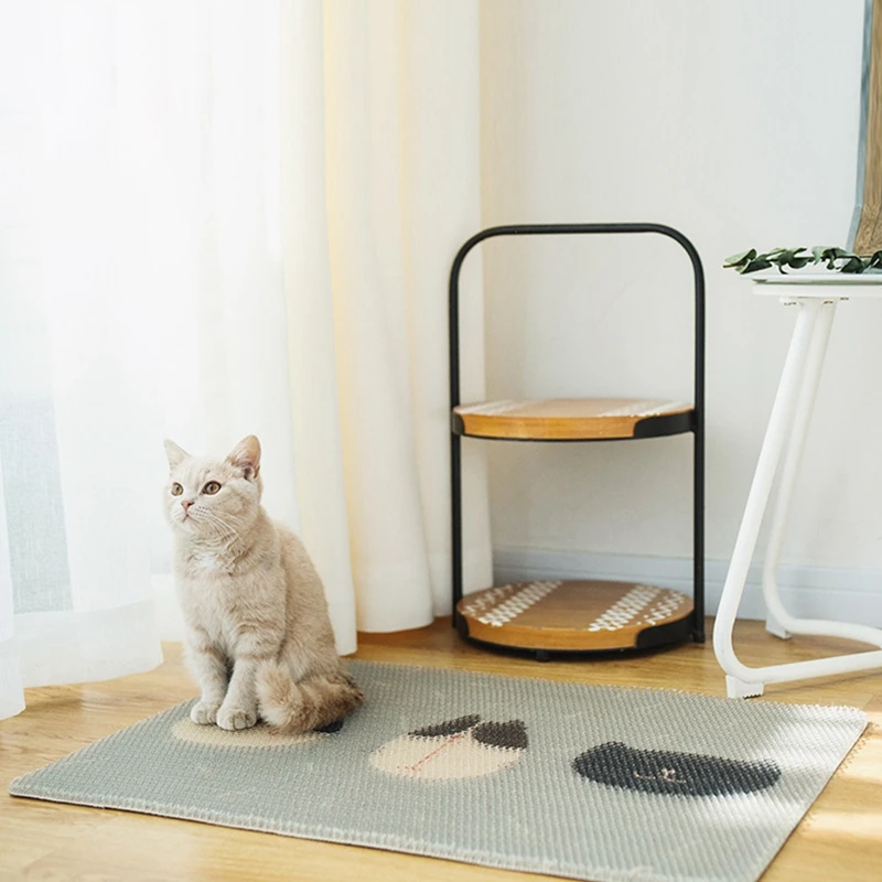 

Cute Pet Cat Litter Mat PVC Cat Litter Trapping Pad Pets Placemat Foot Mat Bottom Non-Slip Pet Floor Cat Litter Mat