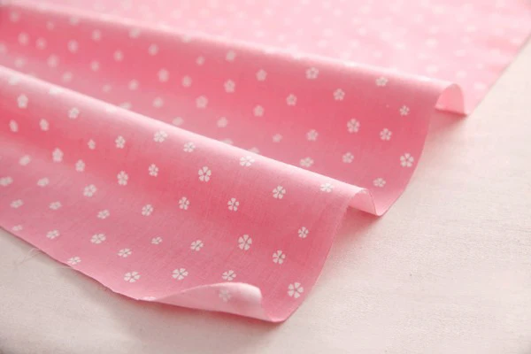 

Half Meter Baby Pink Small White Flowers 100% Cotton Twill Quilting Fabric, Patchwork Cloth 160cm/ 63" wide