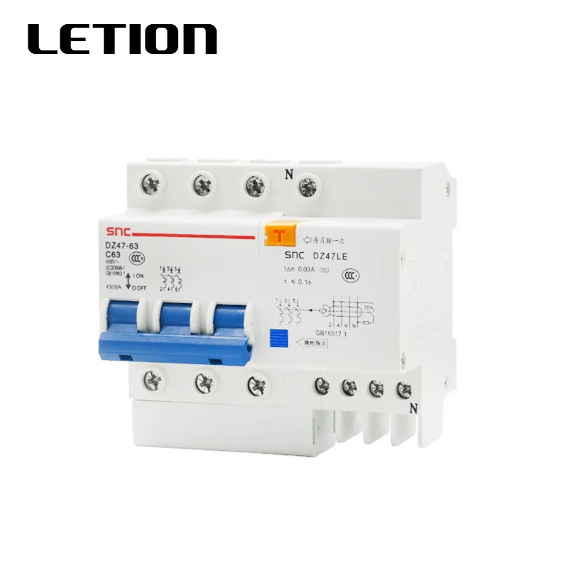 

DZ47LE-63/3P+N leakage Protection for DZ47LE-63 Overload Protection Series small Circuit Breaker Free Shipping