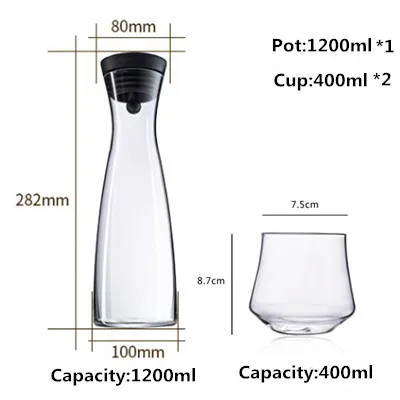 780ml1200ml1800mlбольшая емкость, толстые стеклянные кастрюли для холодной воды, жаропрочные взрывозащищенные соки, кувшин для воды, чайники - Цвет: g 1200ml