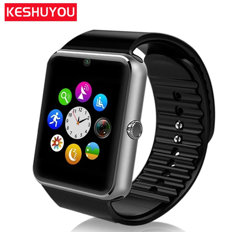 KESHUYOU Шагомер Умные часы gt08 Мода bluetooth Smartwatchclock с сим карты камера трекер для ios Android