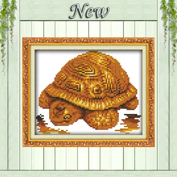 

Gold statuette and turtle home decor mascot Counted Printed on canvas DMC 11CT 14CT Cross Stitch Sets embroidery Needlework kits