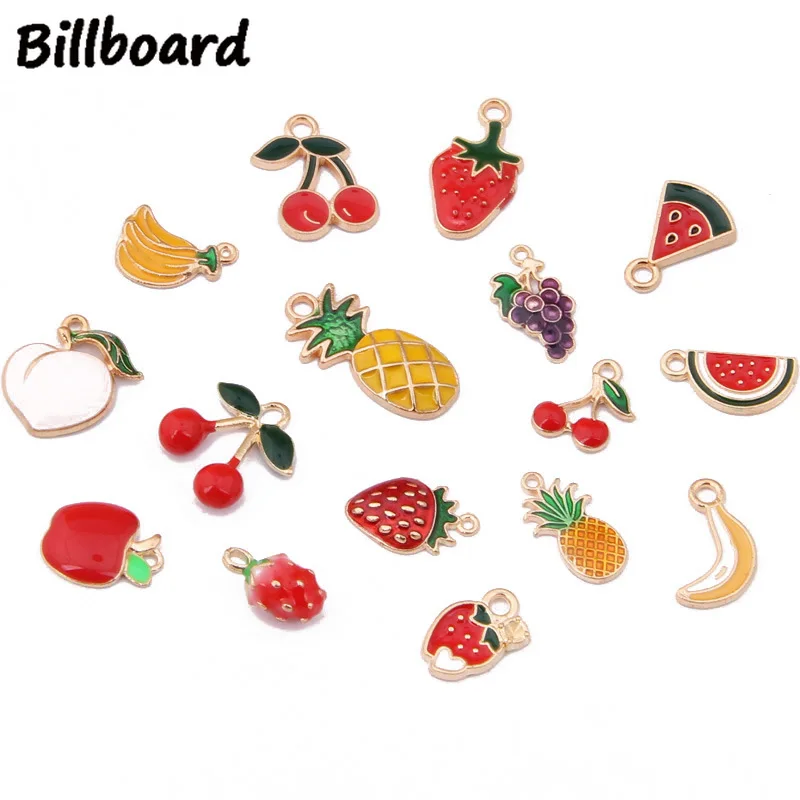 

Enamel Charms for Jewelry Making Zinc Alloy Trendy Metal Fruits Floating Charms 10pcs/bag