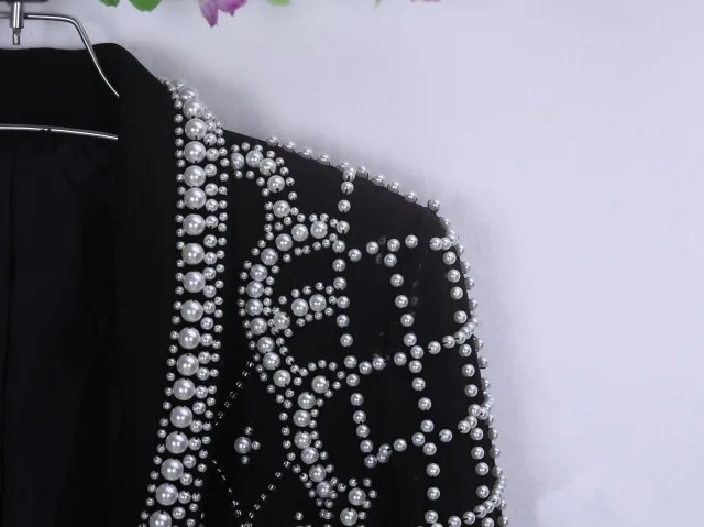 High quality luxury embroidered pearls jackets Fashion women slim fit short coat S219