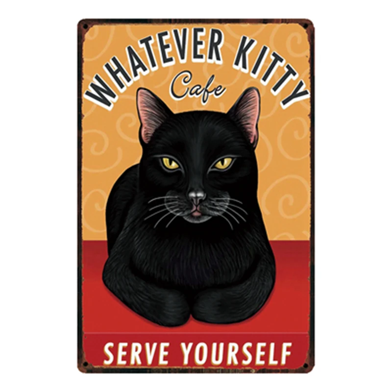 [Kelly66] оловянный плакат с кошками и надписью I Love My Cat для домашнего декора