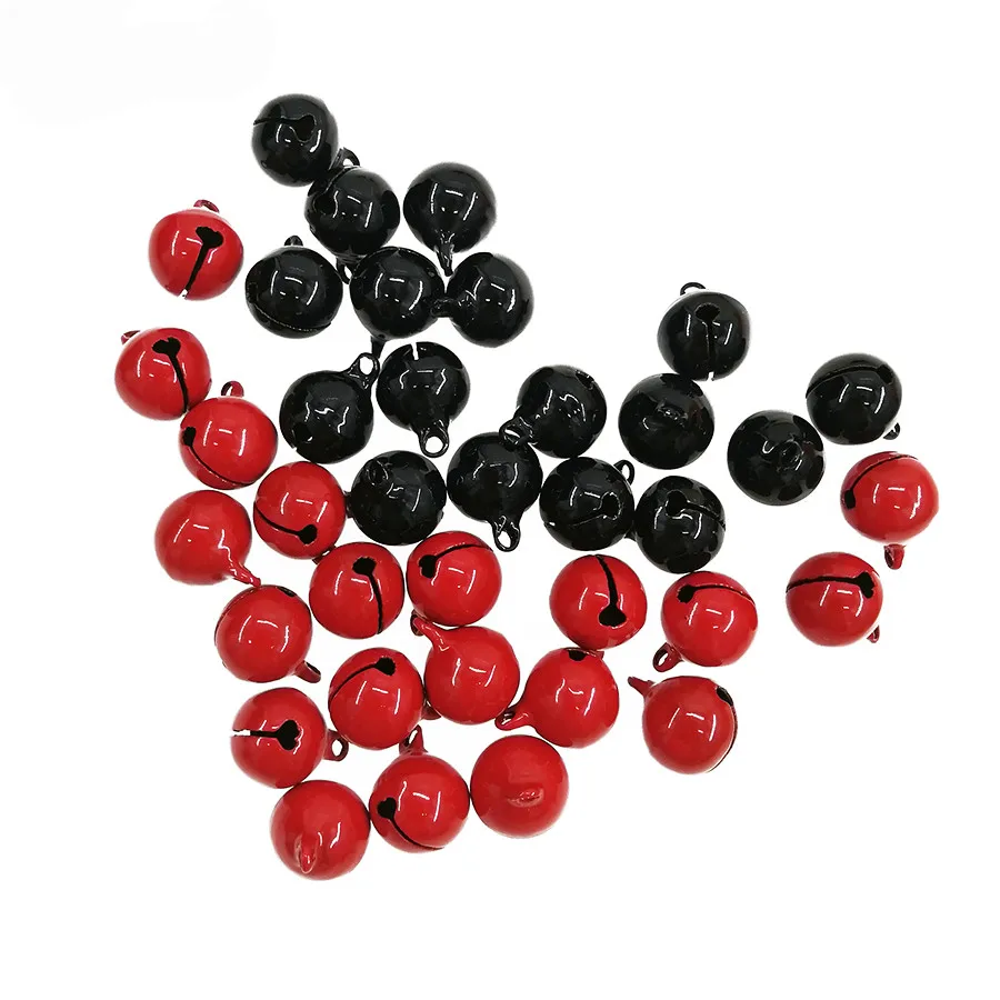 10pcs/lot Metal Jingle Bell Red Black Christmas Decoration Charms Pendant for Pet Key Ring DIY Handmade Crafts Party Decoration