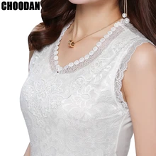 Elegant Flower Embroidery Lace Blouse Summer Top Sleeveless Shirt