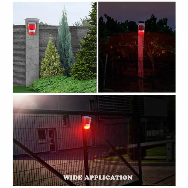 New Solar Infrared Motion Sensor Alarm With 110db Siren Strobe Light For Home Garden Carage Shed Carvan Security Alarm System 6