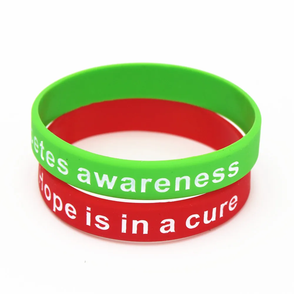 

50pcs Diabetes Awareness Bracelets Medical Alert Silicone Wristband Hope is in a Cure Armband Nurse Bangles Gift Wholesale SH112