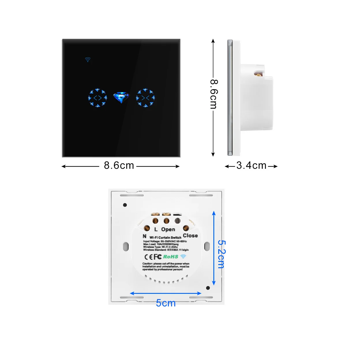 Wi-Fi Curtain Shutter Motor Door Smart Switch Upgrade Control Surface working with Amazon Alexa/Echo, Google Home