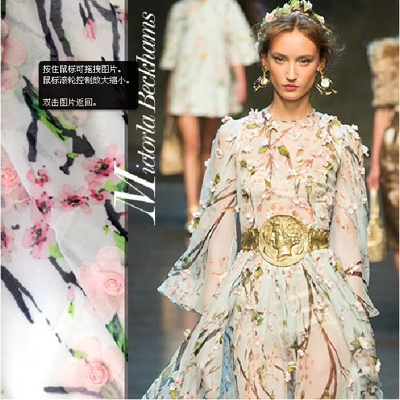 

Chiffon fabric exquisite handmade three-dimensional flowers high-end apparel fabrics custom fabric