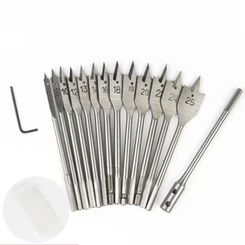 

15pcs Full Steel Hex Shank Spade Flat Wood Drill Bit Set for Metal 6-25mm High Steel Wood Drilling Power Tools Kit