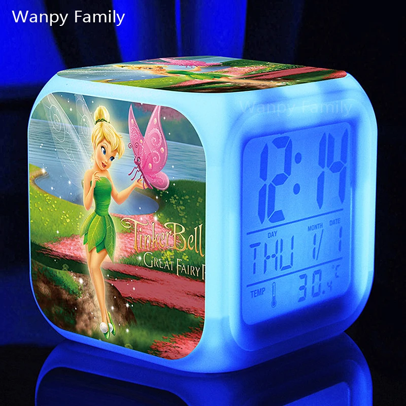 Cute Tinker Bell Alarm Clocks,Glowing LED Color Change alarm clocks