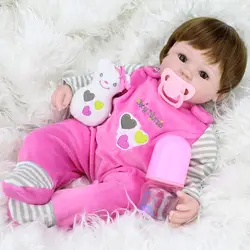 16 дюймов 45 см силикона Reborn Baby Куклы образования Игрушки для маленьких детей подарок для девочек для Новый год синий Средства ухода для век