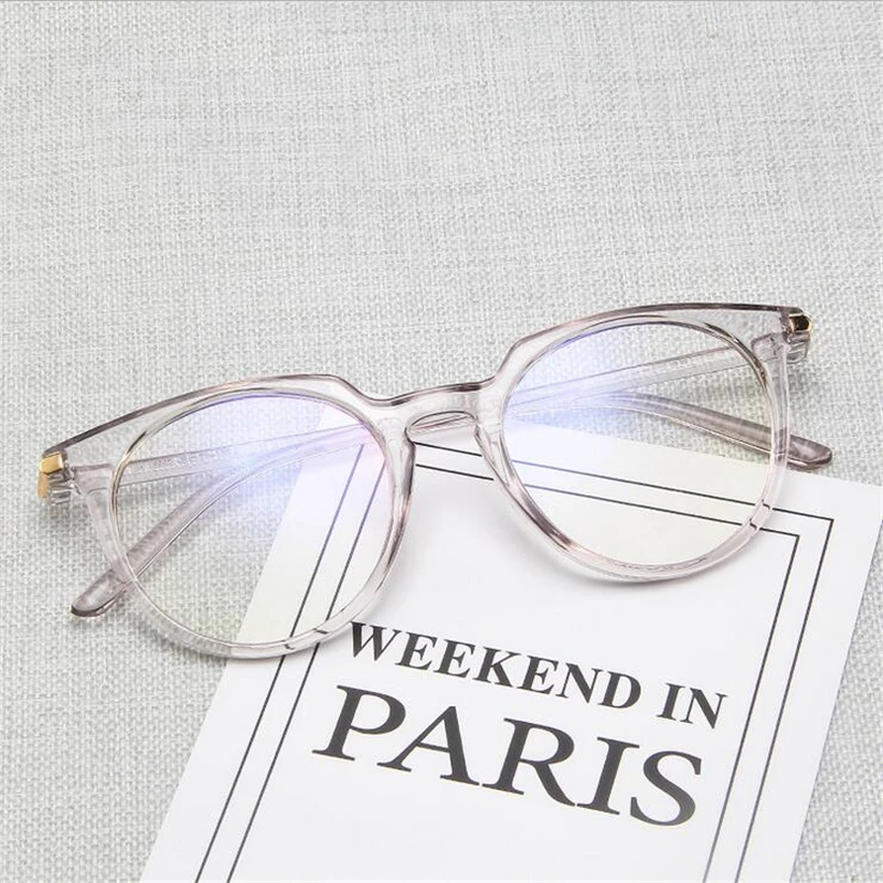 

Retro Literary Myopia Frame For Unisex Brand Designer PC Decoration Clear Eyeglasses Transparent Gray/Blue/Pink Frame