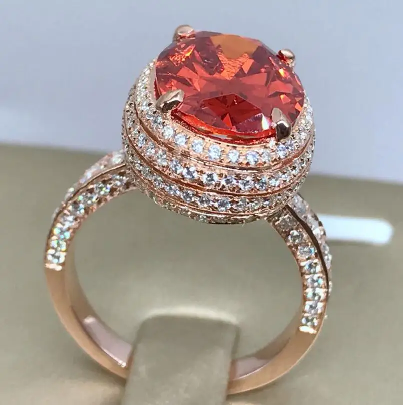 

Pure Silver 4 Carat Rose Gold Luxury Diamant Ellipse Ruby Lady Jewelry (LMYS)