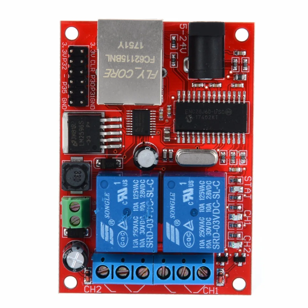 DC 5 В Ethernet модуль 2-Way реле задержки сетевой коммутатор TCP/UDP модуль контроллера веб-сервер 70x50 мм
