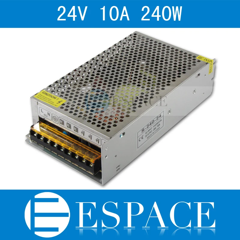 

10piece/lot 24V 10A 240W Switching Power Supply Driver for LED Strip AC 100-240V Input to DC 24V free fedex
