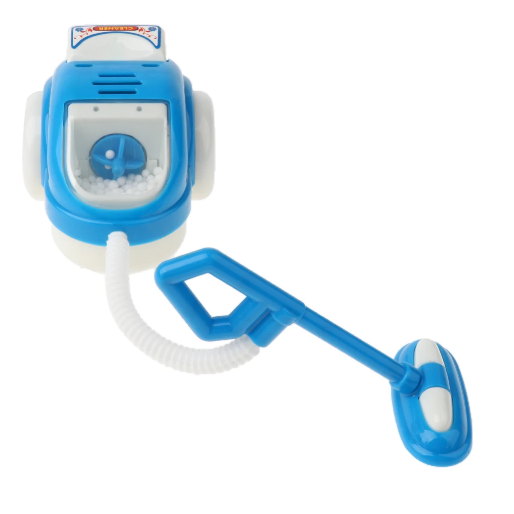 Dollhouse Mini Home Appliance Simulation Toys Plastic Blue Vacuum Cleaner(AA Battery Powered) For Kids Pretend Play Toys 