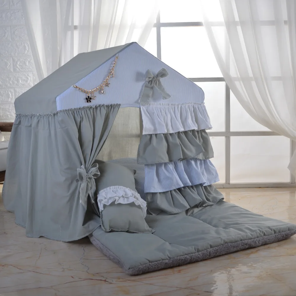 

Lace kennel comfort velvet quilt dog house PVC bracket pet tent Cotton pet room with cushion dog tent