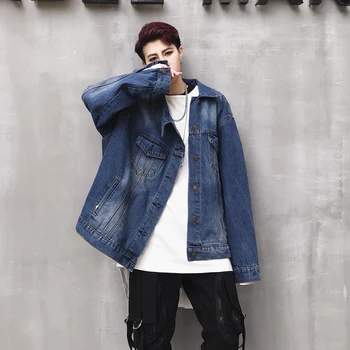 

2018New Spring Autumn Fashion Denim Jacket Men Fashion Blue Slim Fit M-2XL