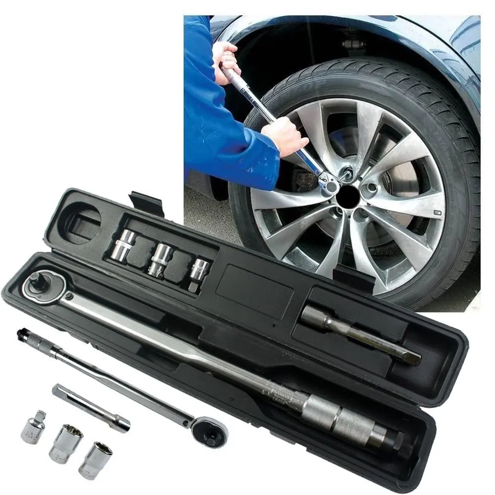 

1/2 Inch 28 to 210nm Click Adjustable Torque Wrench Bicycle Repair Five Tools kit Set Bike Repair Tool Spanner Hand Tool