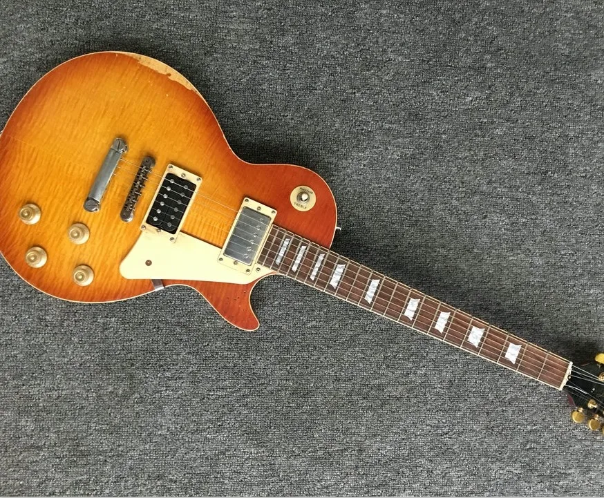

Custom Shop lp standard relic guitar,Led Zeppelin Jimmy Page 7# Electric Guitar,Limited version one piece neck one piece body
