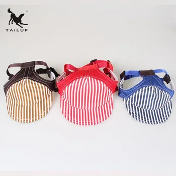 

TAILUP Large Dog Baseball Caps Cat Rabbit Puppy Canvas Striped Sun Hat Fashion Hair Accessories For Pets