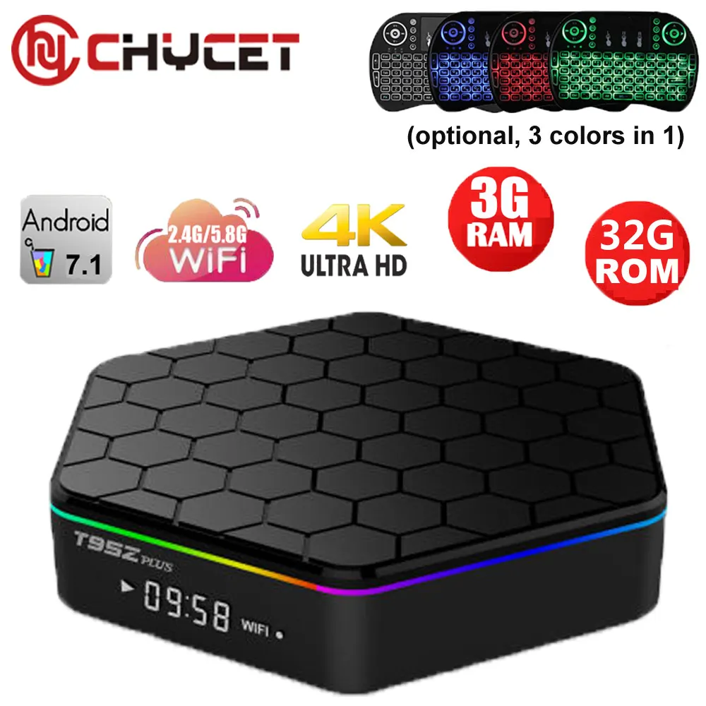 

Chycet T95Z Plus Amlogic S912 Octa Core Tv box Android 7.1 tv box 3G 32G Dual WiFi 1000M IPTV 3D 4K Media player Set top box