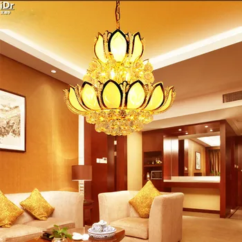 

Golden Lotus chandelier crystal lamp crystal lamps penthouse floor living room tradition headlamps Chandeliers Lmy-003