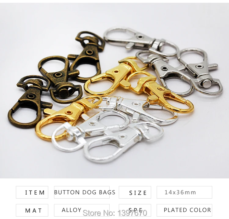 10p 36mm Gold Silver Key Ring Bag Key Fob Ring Keyring Swivel Trigger Clip Lobster Clasp Hook for Keychain Making lanyard Buckle