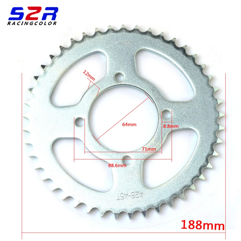 S2R мотоциклетные задние звездочки управляемые 45 T для YAMAHA YBR125 YBR YB 125 CRUX 100 оригинальные Bick части 44 45 зубчатые звездочки привод