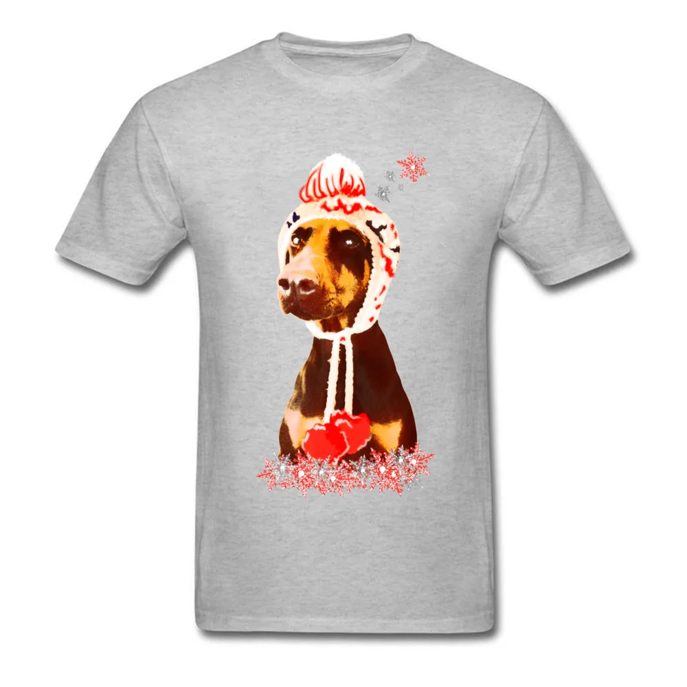 Custom Frosty the Doberman Men's T-Shirt Newest Summer Short Sleeve Round Collar Pure Cotton Tops Tees Party Tee Shirt Frosty the Doberman grey