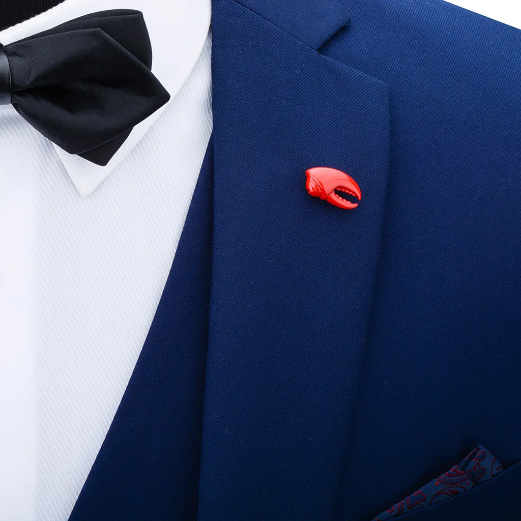Lobster Claw Shape Shirt Collar Pin Brooch Men Women Lapel Pins Nautical Themed Stylish Badge