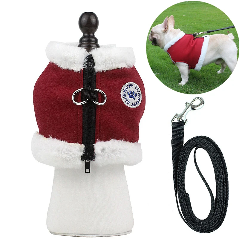 Winter Plus Velvet Warm Dog Clothes For French Bulldog Pug Harness and