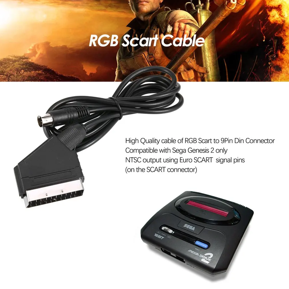 1,8 м/6 футов ЕС версия V-pin Scart кабель RGB кабели av PAL для sega Genesis 2 Mega Drive MD 2 высокого качества