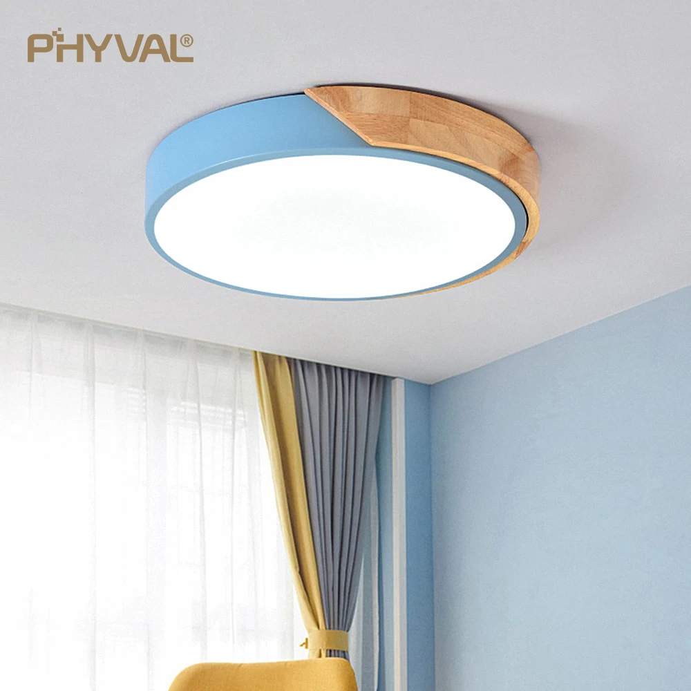  Nordic wooden ceiling lamp Dimmable Led Ceiling Lights Round 30-60 size diameter Ultra-thin 5 cm hi - 33026383111