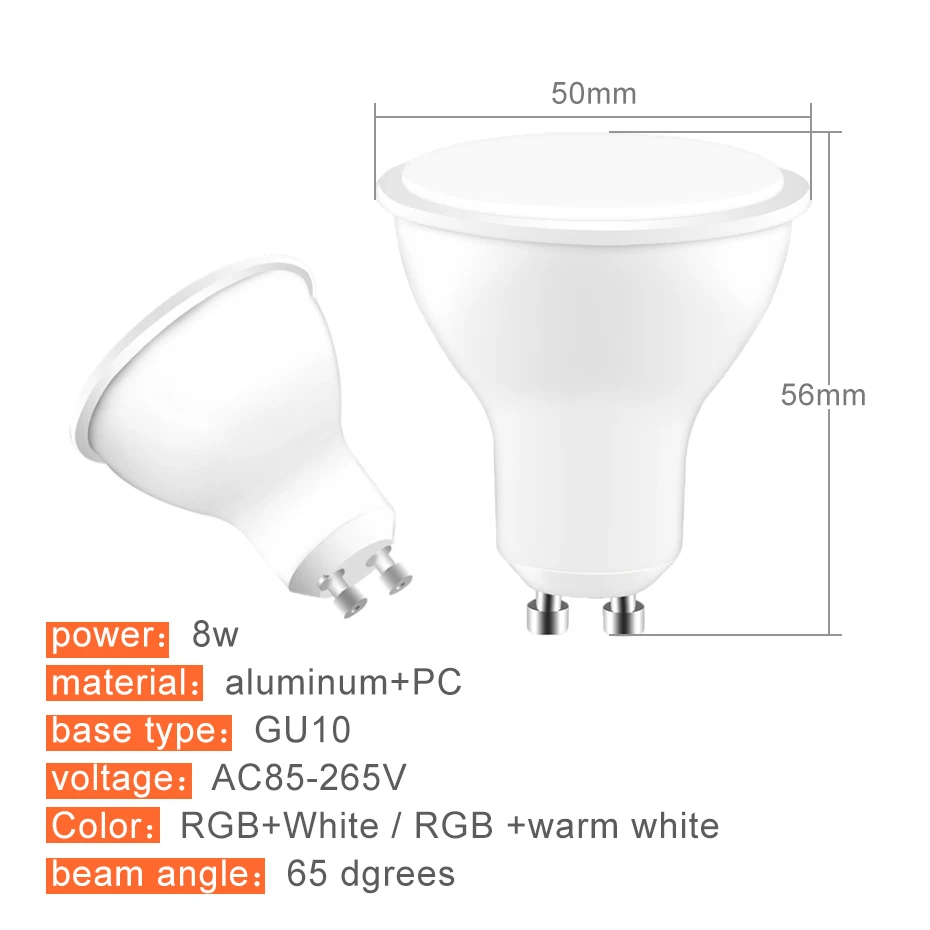 Светодиодная лампа GU10 RGB 8W RGBW RGBWW 5050 Ampoule Led 220V 110V Bombillas GU 10 16 цветов лампы с