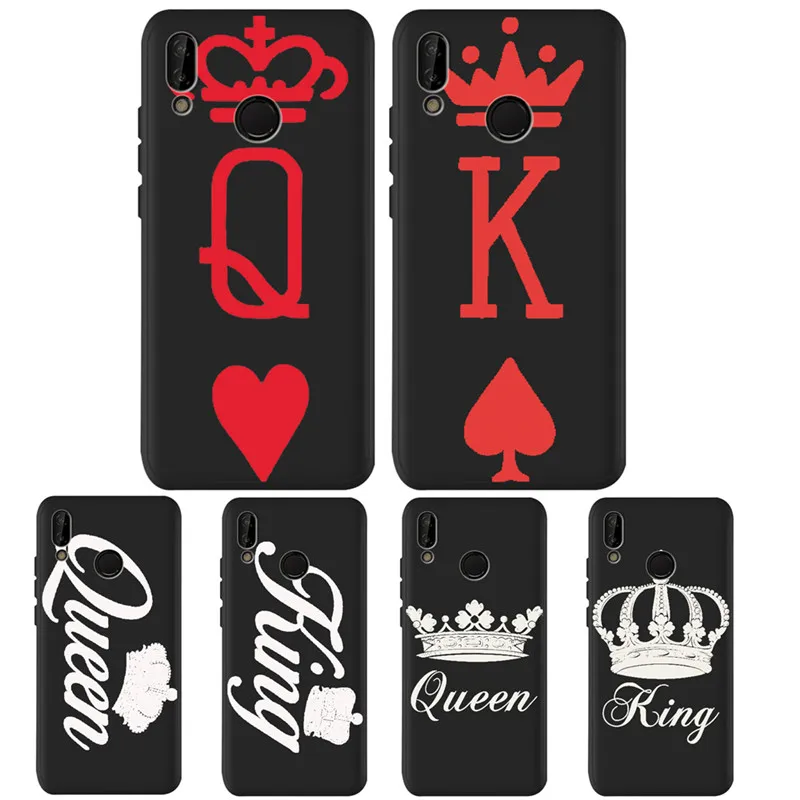 

king Queen Crown DIY For Huawei P8 P10 P20 P30 Mate 10 20 Honor 8 8X 8C 9 V20 10 Lite Plus Pro Case Cover Coque Etui Funda Capa