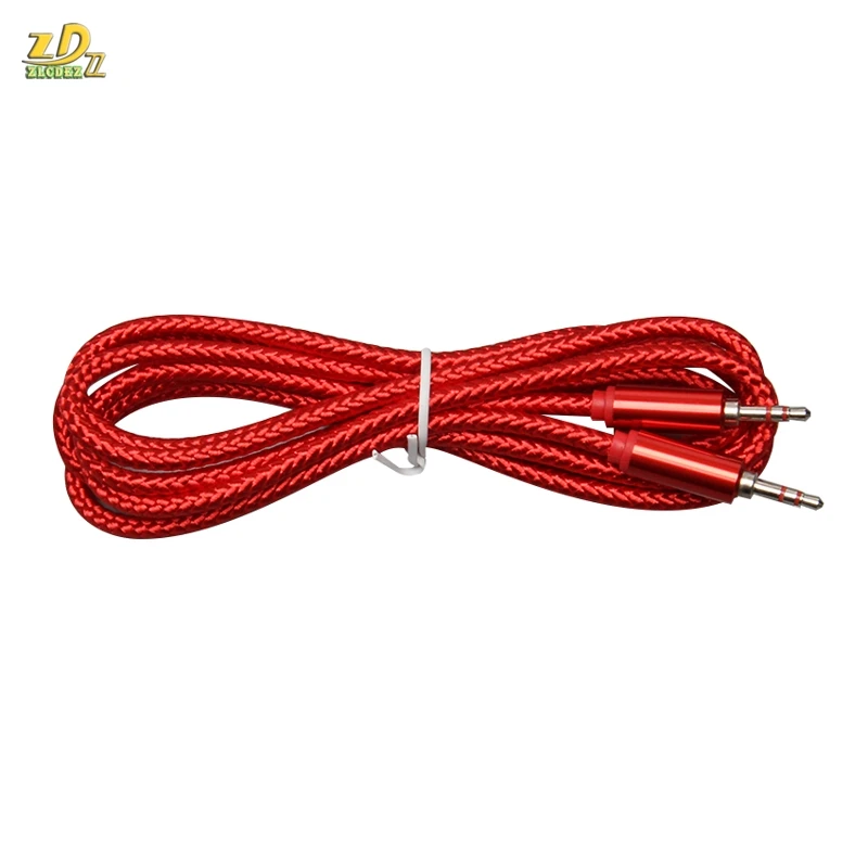 2m long Nylon Braid Jack 3 5mm Audio Cable Male Stereo AUX Cable M M Headphone Cord for iPhone Car Speaker Earphone MP3 4 100pcs