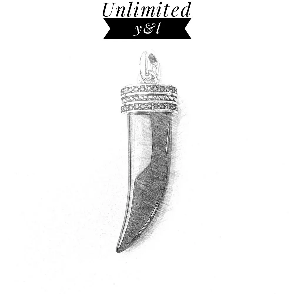 

Black CZ Tiger Tooth Pendants Thomas Style 925 Sterling Silver Fashion Jewelry Necklace Accessories for Women Men 2018 New
