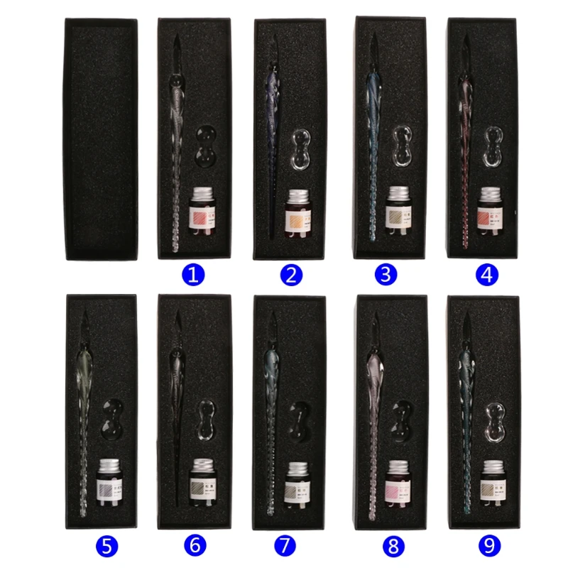 Хрустальное стекло Dip Pen Set Non-carbon Ink Fountain Signature Writing канцелярские инструменты Kawaii
