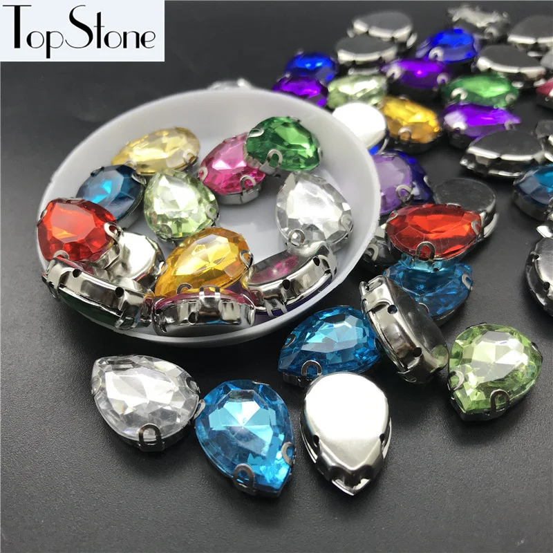 

Mix Colors 13x18mm Teardrop Handmade Crystal D Claw Rhinestones 18x13mm drop acryllic fancy stones for dress,jewelry making