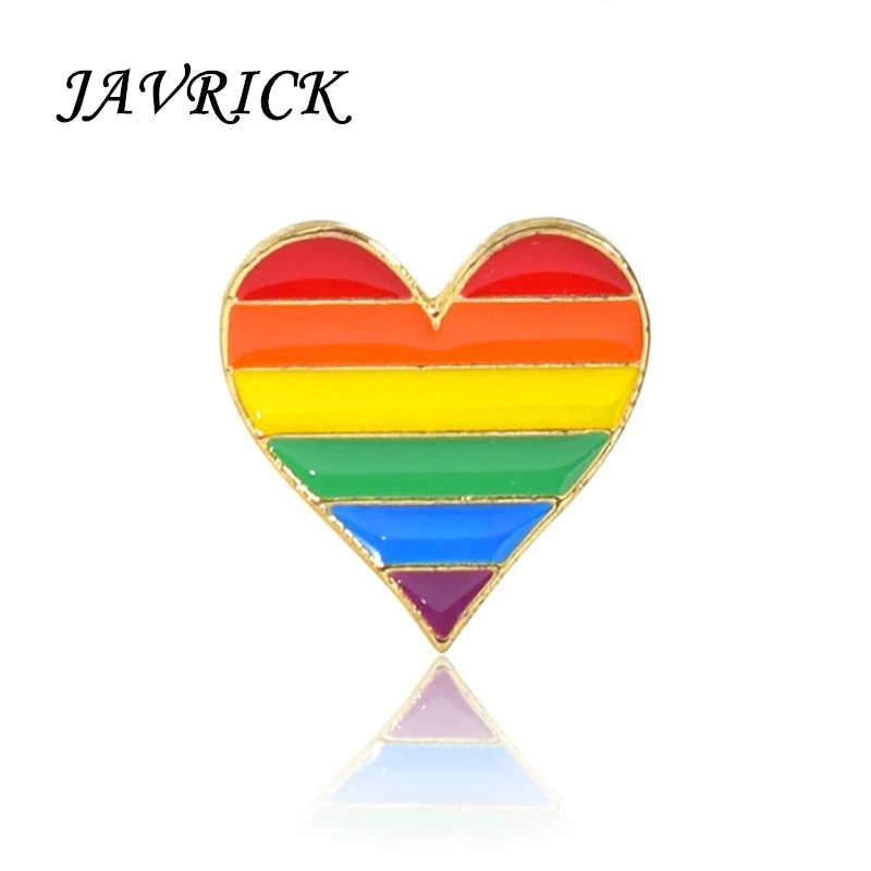 

JAVRICK Rainbow Brooch Heart Shape Badge Fashion Corsage Creative Unique Women Dress Coat Scarf Pins Gifts Colorful Jewelry