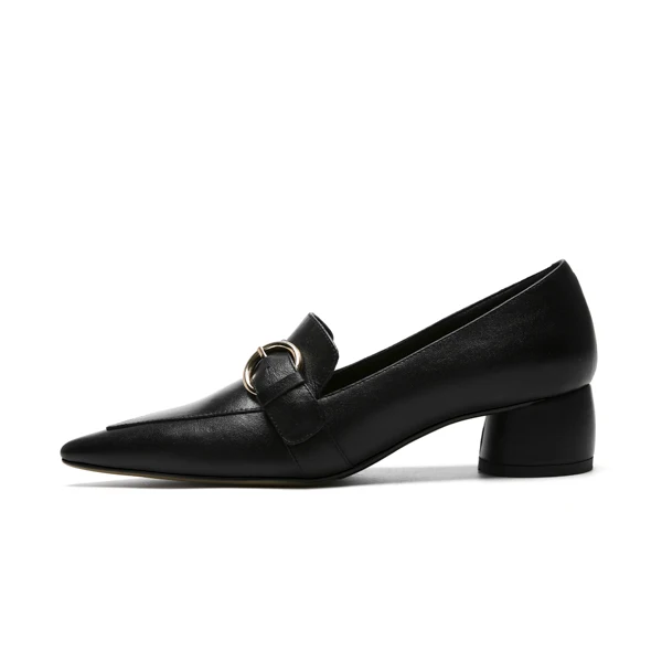 SOPHITINA/модные туфли-лодочки из натуральной кожи; различные цвета; пикантная повседневная обувь на низком каблуке с круглым носком; женские туфли-лодочки с пряжкой ручной работы; MO52 - Цвет: Black
