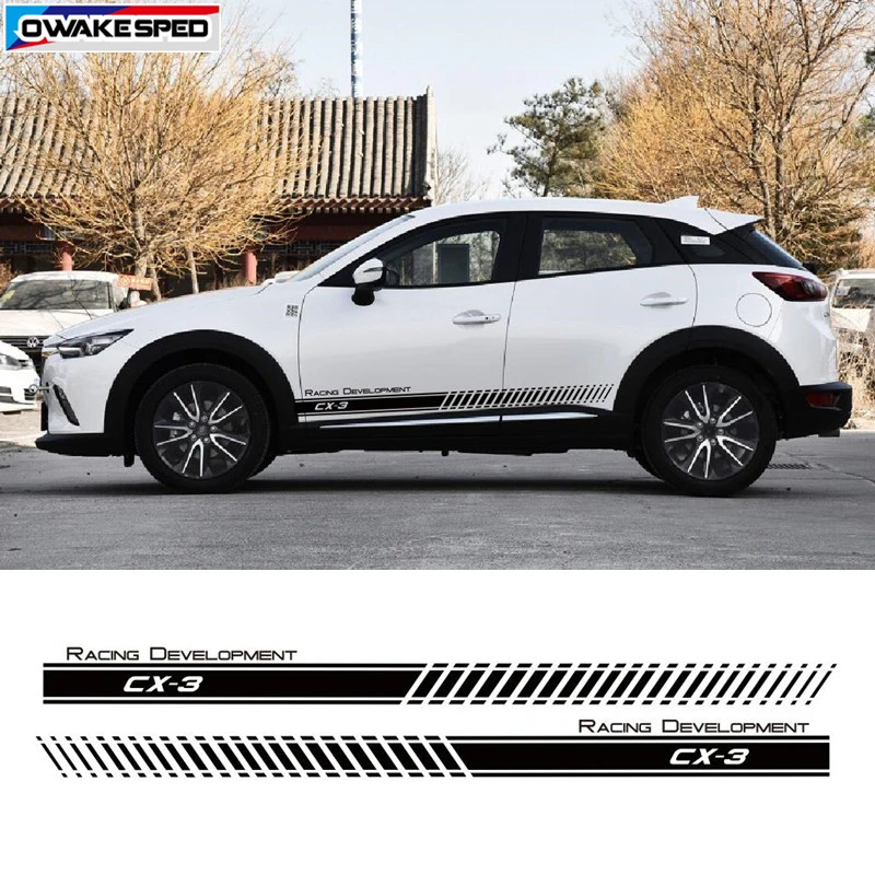 For Mazda CX-3 Car Door Side Skirt Sticker Racing Development Graphic Stripes Fashion Design Auto Body Decor Vinyl Decal (2)