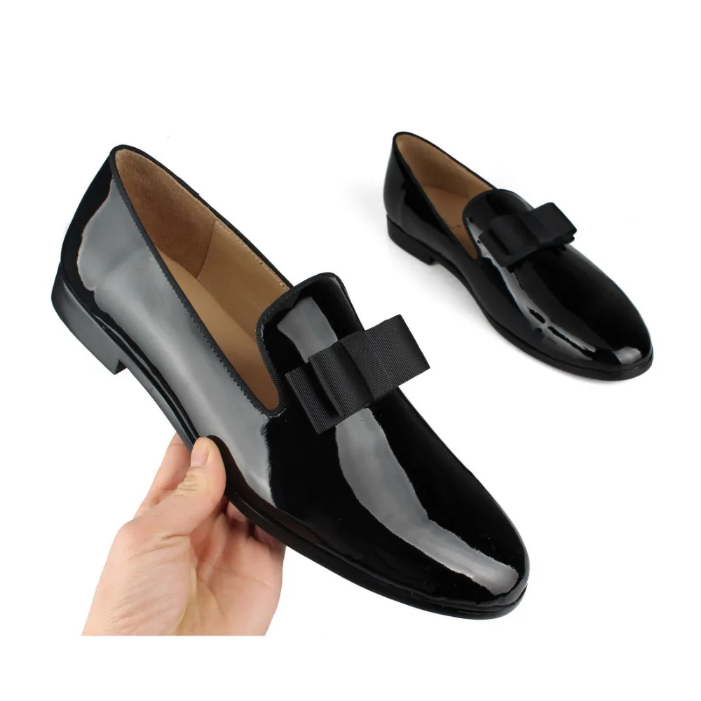 PATENT LEATHER Loafers SLIPPERS WITH SILK BOW (6)