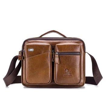 

Men Genuine Leather Travel Crossbody Bags Casual Small Bags Waterproof Style Shoulder Fashion Messenger Multifunction Bags