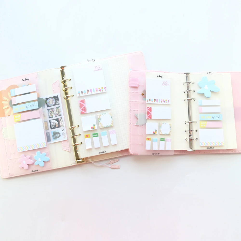 新かわいい漫画パターン 6 穴インデックスラベルメモパッドのためのバインダープランナーノートブック キャンディー付箋メモパッドセット文房具 Memo Pads Aliexpress